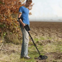 HOMCOM Easy to Operate Metal Detector Underground Gold Coin Digger for Kids & Beginner w/ Waterproof Coil, LED Display, Adjustable Handle(m-2)