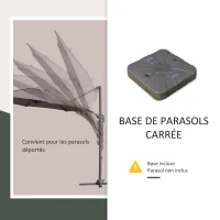 Outsunny Pied de parasol déporté base de lestage parasol déporté dim. 88L x 88l x 19H cm HDPE café(m-5)