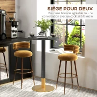 HOMCOM Table de bar ronde table de bistro table de cuisine style contemporain cadre en acier dim. 60L x 60l x 102H cm noir(m-4)