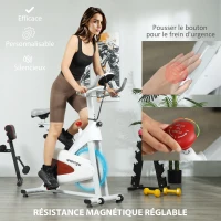 SPORTNOW Vélo d'appartement silencieux avec selle et résistance réglables, moniteur LCD, support de tablette, blanc(m-4)