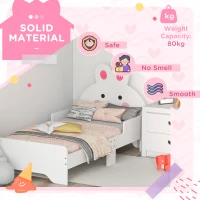 ZONEKIZ Wooden Kids Bedroom Furniture Set with Kids Dressing Table, Stool, Bed, for 3-6 Years, Bunny-Design(m-4)