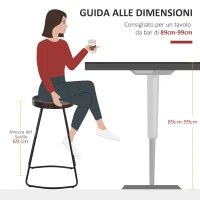 HOMCOM Set 2 Sgabelli Alti in Stile Industriale, Sgabelli da Bar con Telaio in Acciaio Nero e Seduta in Legno, Sgabelli Vintage per Cucina, 49.5x44x71cm(m-4)