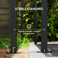 Outsunny 2.4 x 2.4 m Wall Mounted Pergola Gazebo with PA Coating Fabric and Metal Frame, UPF30+, Lean to Garden Gazebo, Wind Resistant Outdoor Sun Shade Shelter for Garden, Deck, Dark Grey(m-5)