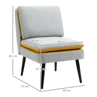 HOMCOM Poltroncina di Design Imbottita con Gambe in Acciaio e Tessuto Grigio e Giallo, 58x75x85cm(m-3)