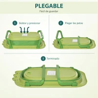 HOMCOM Bañera Plegable para Bebé Bañera Bebé 0-3 Años 50 Litros con Cojín Cómodo y Patas Plegables Carga 50 kg 80x53,9x20,8 cm Verde(m-5)