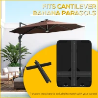 Outsunny Heavy Duty Parasol Base Plastic Umbrella Stand for Cantilever Banana Parasol with Wheels, Water and Sand Filled(m-4)