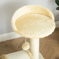 PawHut Cat Tree Scratching Scratcher Post Kitten Activity Centre Climber Hanging Ball Beige(m-9)