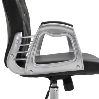 HOMCOM Fauteuil de bureau chaise de bureau ergonomique réglable roulettes pivotantes boutons strass revêtement synthétique PU 59,5L x 60,5l x 95-105H cm noir(m-7)