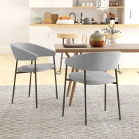 HOMCOM Ensemble de 2 chaises de salle à manger en tissu aspect lin minimaliste pieds en acier 59 x 56 x 78 cm gris clair(m-2)