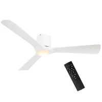HOMCOM Ventilateur de plafond réversible avec lumière LED 6 vitesses silencieux télécommande diamètre 132 cm blanc(m-10)