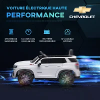 HOMCOM Voiture véhicule électrique enfant 12 V - télécommande parentale fournie - V. Max. 3 Km/h - effets sonores, lumineux blanc(m-7)