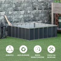 Outsunny Letto per Orto Rialzato in Acciaio, Fondo aperto e Montaggio Senza Attrezzi, 90x90x30cm(m-6)