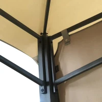 Outsunny Tonnelle pavillon de jardin 3x3m auvent pliable double toit pour ventilation auvents réglables structure en métal tissu polyester 3L x 3l x 2,7H m beige(m-9)