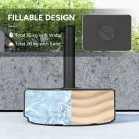 Outsunny Round Garden Parasol Base, Garden Umbrella Stand Heavy Duty Parasol Base, Filled Up to 20kg with Stand or 18kg with Water for 38, 48 mm Poles, Black(m-4)