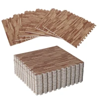 HOMCOM 24 Piezas Alfombra Puzzle de Juegos 60x60x1 cm 9m² Alfombrilla Puzzle Protectora de Goma Espuma EVA Suave para Suelo Hogar Gimnasio Marrón(m-10)