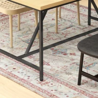 HOMCOM Table à manger pour 6 personne, meuble polyvalent, plateau aspect bois et pieds en acier noir avec patins réglables(m-8)