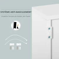 HOMCOM Meuble de rangement buffet commode armoire de rangement avec 2 tiroirs et 2 placards à portes, étagères réglables, pour salon, cuisine, chambre, 79 x 36 x 74 cm gris(m-7)