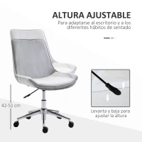 HOMCOM Silla de Oficina Sin Reposabrazos Silla de Escritorio Silla Giratoria para Niños con Altura Ajustable Respaldo de Poliéster Suave y Ruedas Carga 120 kg 52,5x60x82-91 cm Gris(m-4)
