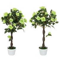 Outsunny Set of Two Faux Rose Trees - Green(m-11)