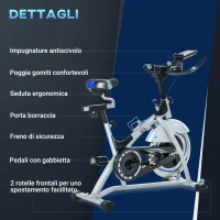 HOMCOM Cyclette da Casa con Resistenza Magnetica, Fitness Cyclette da Camera Professionale con Manubrio e Sella Regolabile, Monitor LCD e Volano 15kg, Supporto Fino a 180kg, Argento Nero(m-8)