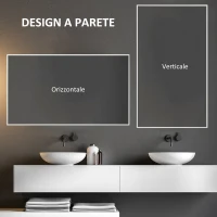 kleankin Specchio da Bagno Rettangolare in Truciolato e Vetro con Design a Parete, 104x60 cm, Bianco e Argento(m-4)