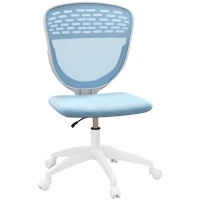 Vinsetto Armless Desk Chair, Mesh Office Chair, Height Adjustable with Swivel Wheels, Blue(m-1)