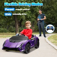 AIYAPLAY 12V Lamborghini Autentica Licensed Kids Electric Car with Remote Control, Four Suspension Wheels, Soft Start, Purple(m-6)