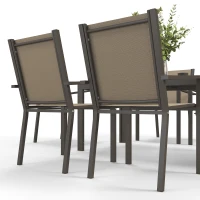 Outsunny Seven-Piece Garden Dining Set, with Plastic Wood-Top Table - Brown(m-9)
