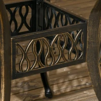 Outsunny 5-Piece Outdoor Furniture Dining Set, Cast Aluminum Conversation Set Includes 4 Chairs and Φ90cm Round Table with Φ50mm Umbrella Hole for Patio Garden Deck, Flower Design(m-8)