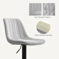 HOMCOM Set of Two Chenille-Feel Tub Bat Stools - Grey(m-7)