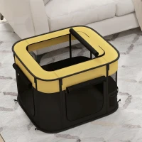 PawHut Foldable Dog Pen with Storage Bag for Indoor/Outdoor Use, Portable Pet playpen, with Ground Stakes - Yellow(m-8)