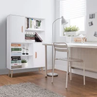 HOMCOM Libreria Scaffale Multifunzionale Salvaspazio con 2 Ante in Legno 80 x 23.5 x 123cm Bianco(m-2)