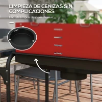 Outsunny Barbacoa de Carbón con Ruedas Parrilla Ajustable en Altura Estantes y 6 Ganchos 103x47x95 cm Rojo y Negro(m-7)