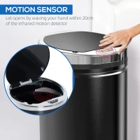 HOMCOM Stainless Steel Sensor Bin, 42L Kitchen Touch Bin, Automatic Trash Can with Inner Bucket, Soft Close, Dustbin, Black(m-5)