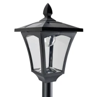 Outsunny 2 Pieces Outdoor Garden Solar Post Lamp Sensor Dimmable LED Lantern Bollard Pathway 1.6M Tall – Black(m-8)