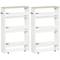 kleankin Lot de 2 chariots de rangement chariot de stockage étagère sur roulettes pour cuisine étroite salle de bain buanderie(m-1)