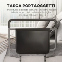 HOMCOM Sponda Letto per Anziani e Disabili con 8 Altezze Regolabili e Tasca Portaoggetti, Grigio(m-5)