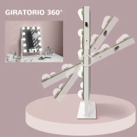 HOMCOM Espejo de Maquillaje con Luz 30x40 cm con 12 Bombillas 3 Modos de Iluminación Ajustables Interruptor Táctil Blanco(m-9)