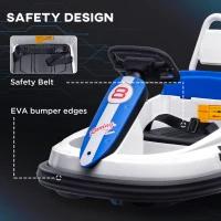 HOMCOM 6V Electric Kids Bumper Car, 6V Spin Waltz Car, with Music, Horn, Lights - White(m-6)