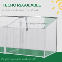 Outsunny Invernadero de Jardín de Policarbonato y Aluminio 180x51x51 cm con 3 Techos Ajustables Protección UV30+ Transparente(m-4)