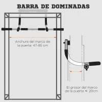 HOMCOM Barra de Dominadas en Techo Barra para hacer Dominadas Barra de Tracción para Entrenamiento Carga 110kg 92x40x17cm Negro(m-8)