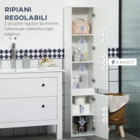 kleankin Mobile Bagno con 5 Ripiani Regolabili, Ante senza maniglie 30x28x152.5cm, Bianco(m-5)