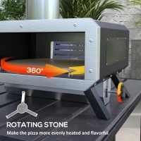 Outsunny Portable Wood Pellet Pizza Oven with 12" / 30cm Rotating Pizza Stone, Peel and Cover, Wood Fired Pizza Maker with Thermometer for Outdoor Garden Cooking(m-5)