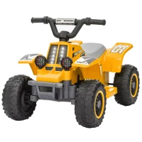 AIYAPLAY 6V Electric Quad Bike for Kids, Ride On ATV w/ Forward/Reverse, Headlights, for Ages 18-36 Months, Yellow(m-11)
