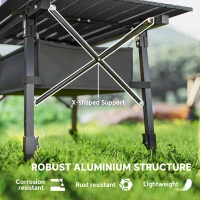 Outsunny Folding Camping Table, 90 x 55 cm Height Adjustable Portable Collapsible Table, 3ft Lightweight Aluminium Rollup Picnic Table with Storage Basket for Outdoor Garden Party BBQ, Black(m-6)