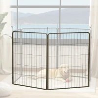 PawHut 2-delige set uitbreiding voor puppyren, hondenrenpanelen, speeltuin voor huisdieren, puppyren van staal, Zwart(m-2)