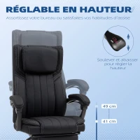 Vinsetto Chaise de bureau siège pivotant dossier inclinable hauteur réglable 65 x 61 x 105-113 cm noir(m-4)