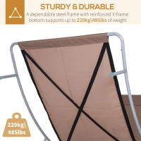 Outsunny Double Hammock Sun Lounger Bed Canopy Shelter Wheels 2 Pillows Patio Brown(m-7)