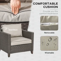 Outsunny 5-Piece Rattan Patio Furniture Set with Gas Fire Pit Table, Loveseat Sofa, Armchairs, Cushions, Pillows, Dark Brown(m-7)