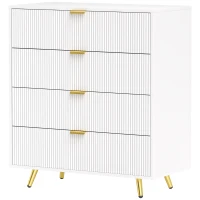 HOMCOM Elegant Four-Drawer Bedside Table - White(m-11)